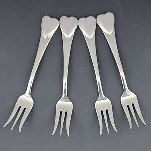 Set of (4) Cocktail/Seafood Fork Irresistible Heart (Stainless) by Towle Silver